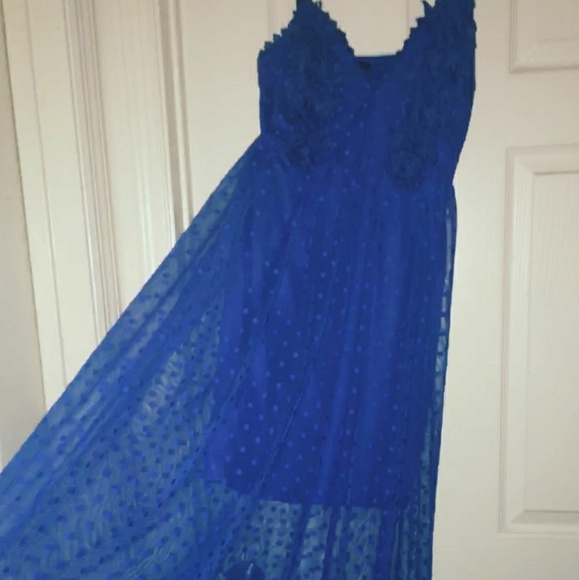 Steps New York Passion Blue Floral Emroider Dress - Picture 5 of 8